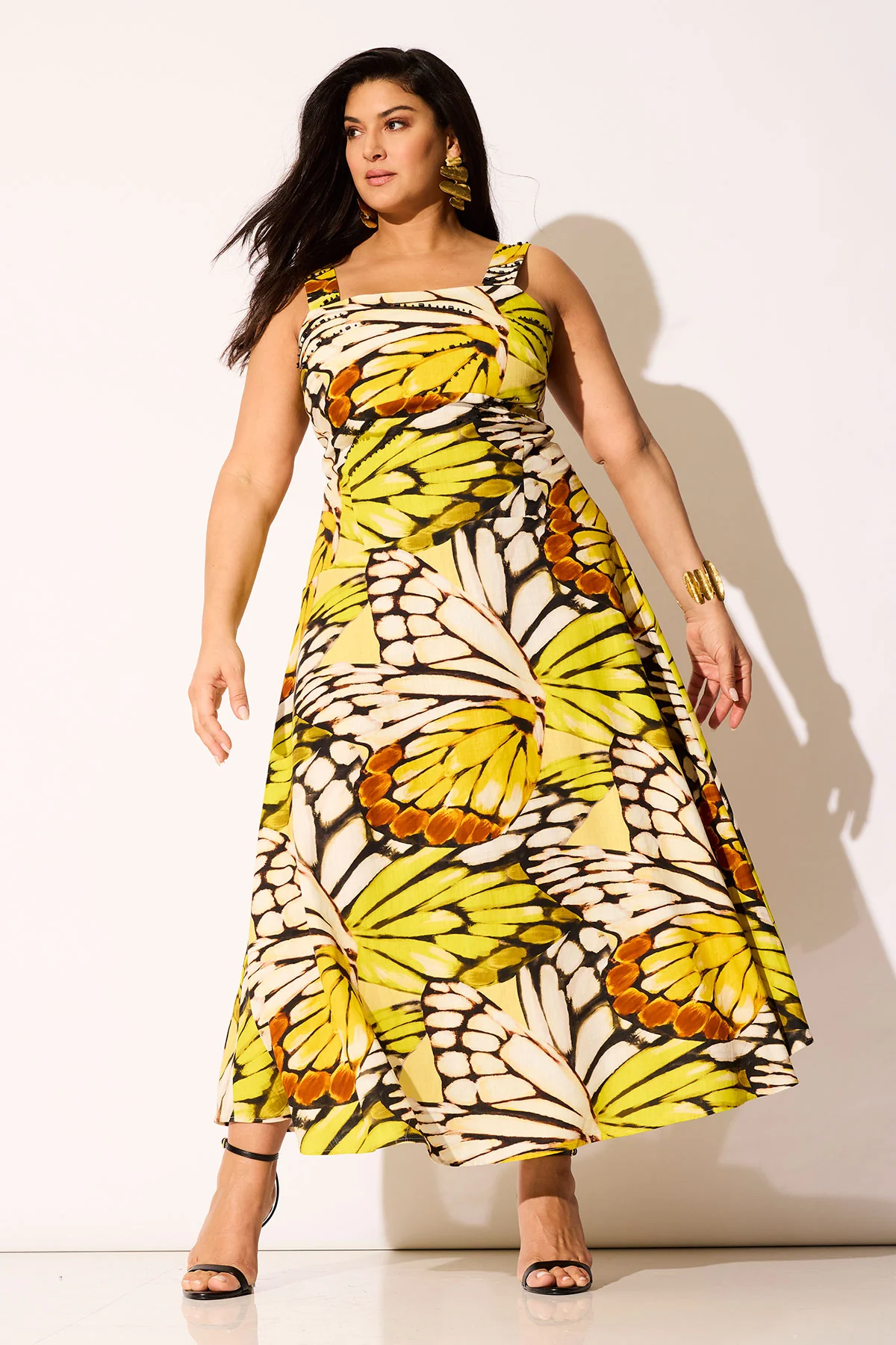 Butterfly Linen Blend Beaded Midi Sundress - Image 7