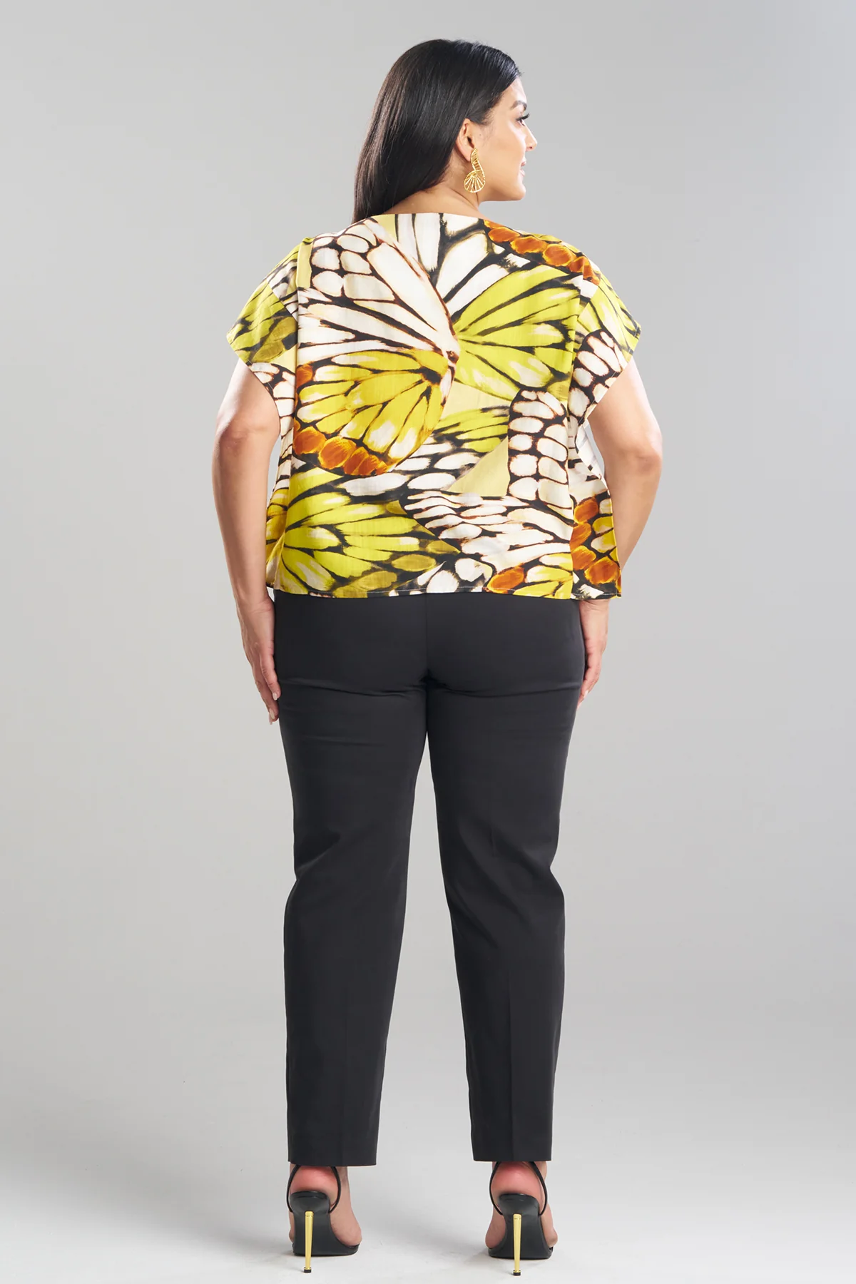 Butterfly Linen Blend Beaded Square Top - Image 5