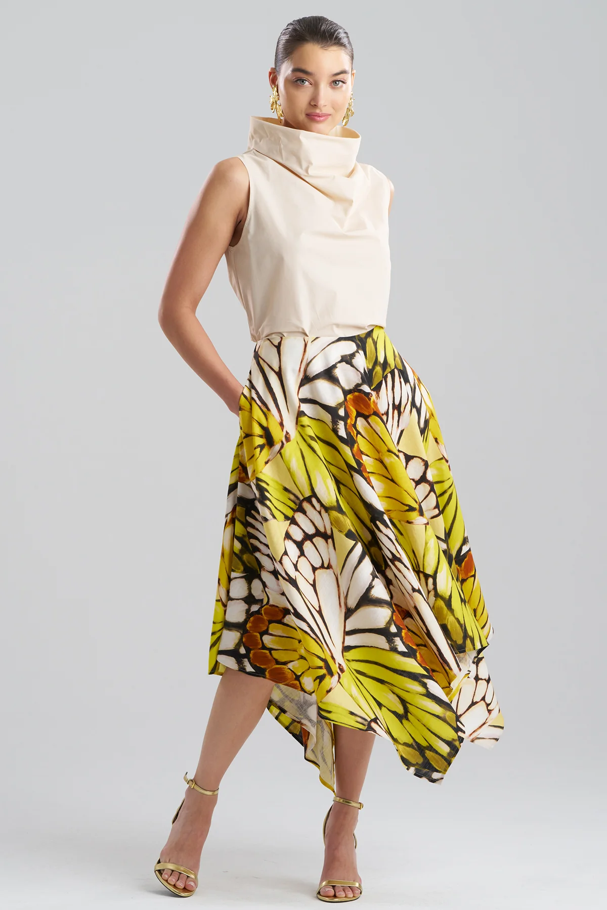 Butterfly Linen Blend Handkerchief Hem Skirt - Image 2