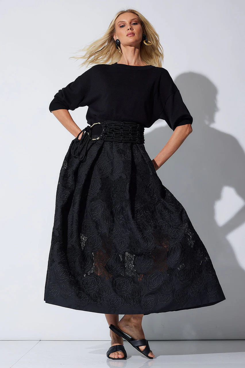 Calado Embroidery Cotton Skirt - Image 3