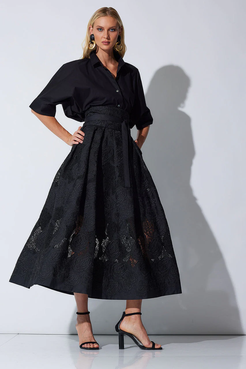 Calado Embroidery Cotton Skirt - Image 4