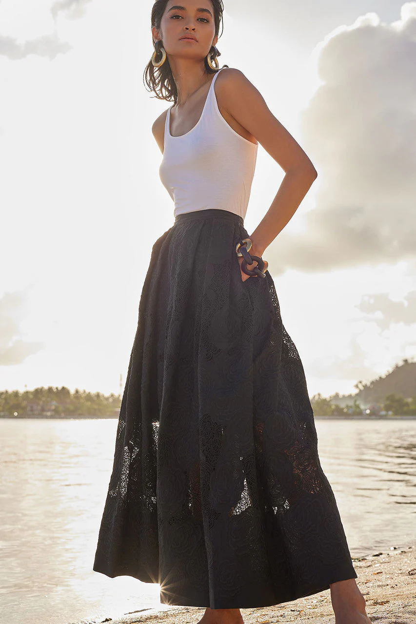 Calado Embroidery Cotton Skirt - Image 6