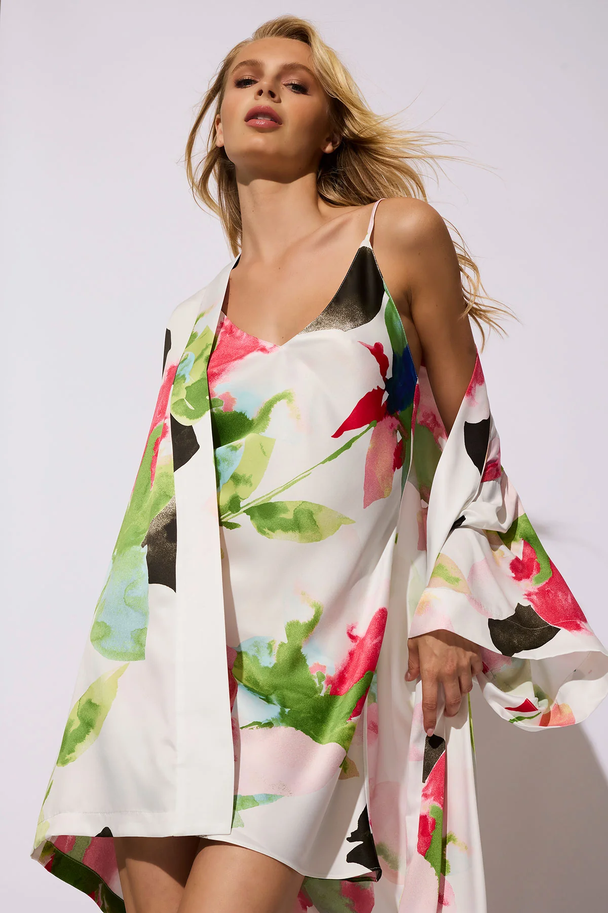Calypso Printed Charmeuse Chemise