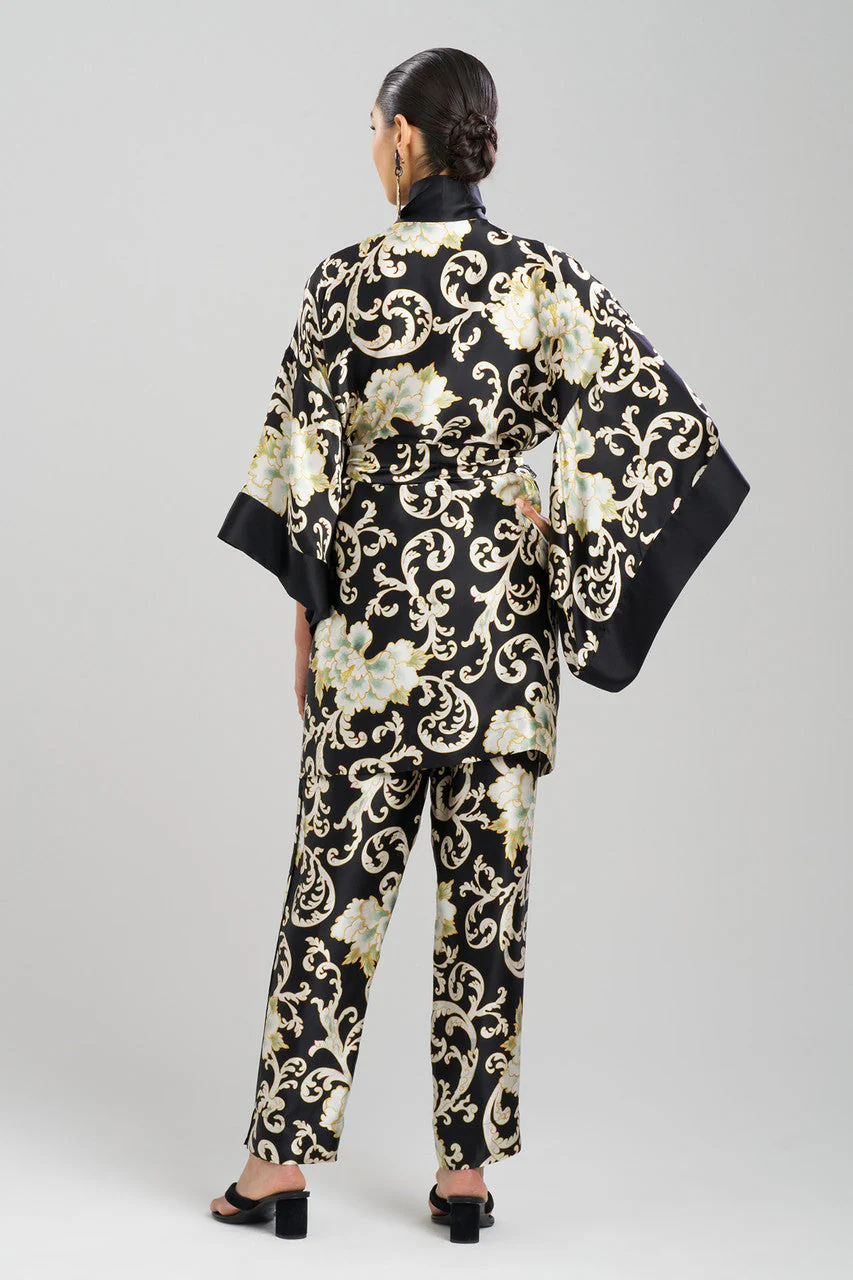 Camille Floral Scroll Kimono Silk Wrap - Image 2