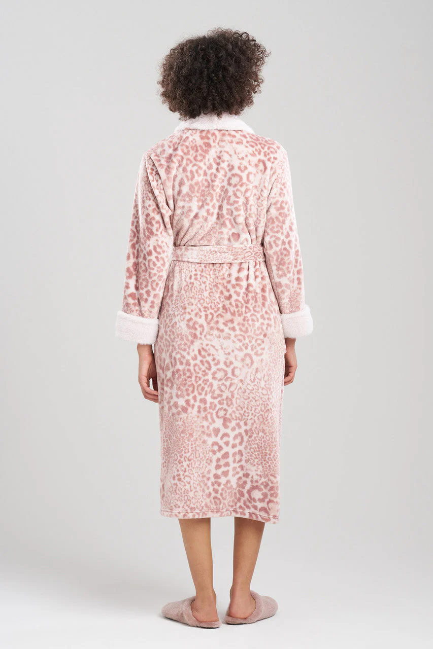 Cashmere Leopard Faux Fur Collar Robe - Image 2