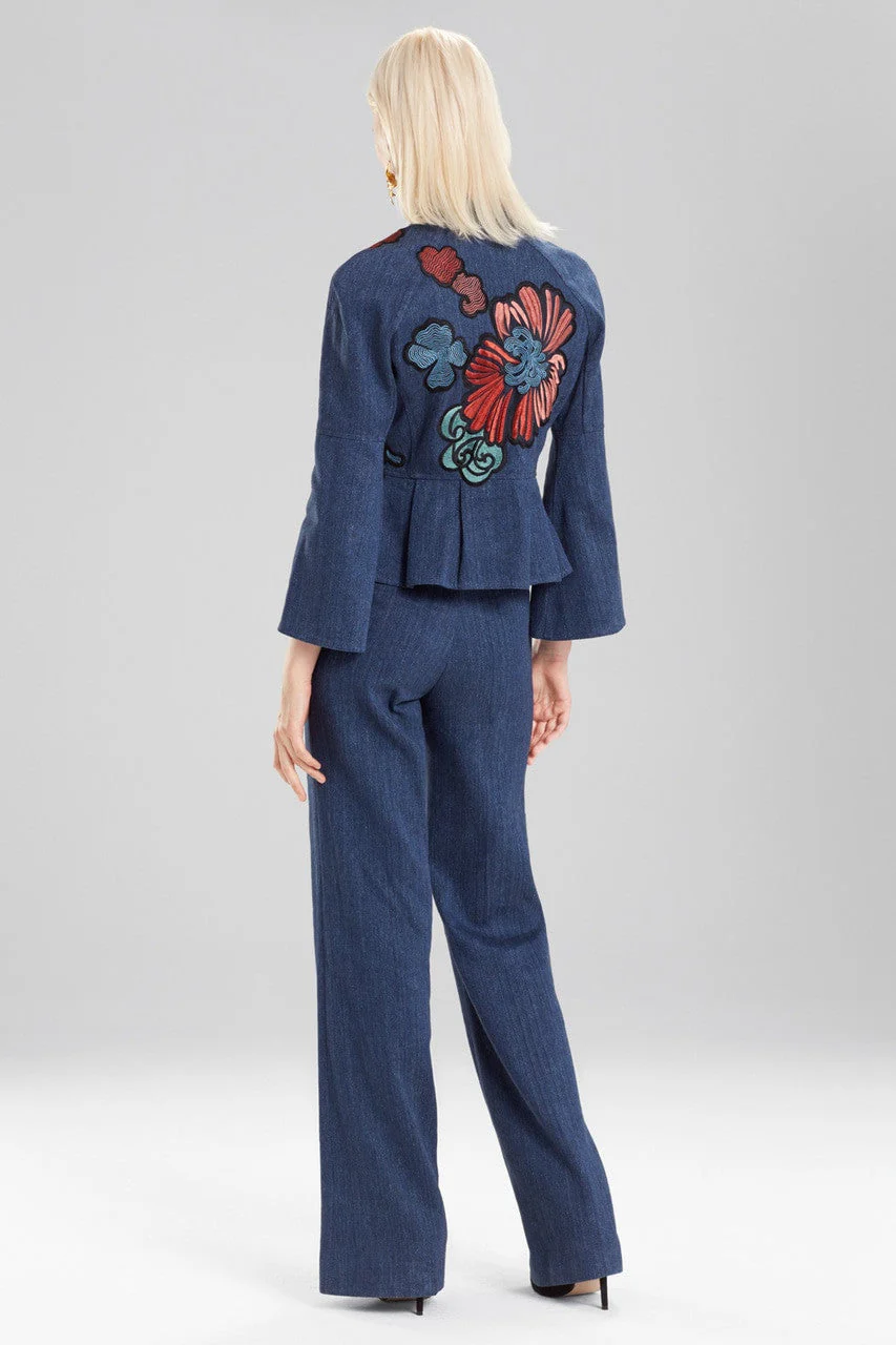 Casual Twill Peplum Jacket With Embroidery - Image 3