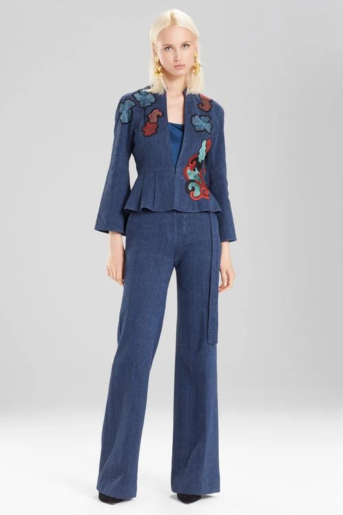 Casual Twill Peplum Jacket With Embroidery - Image 7