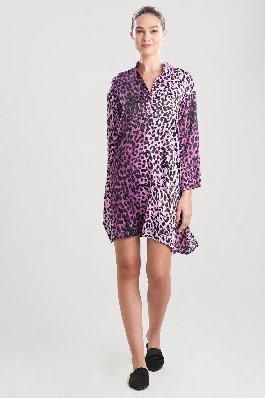 Cheetah-Printed Matte Satin Sleepshirt - Image 2