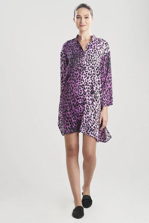 Cheetah-Printed Matte Satin Sleepshirt - Image 7