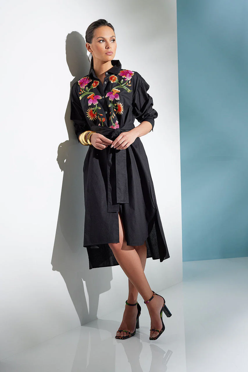 Chikayo Cotton Poplin Oversized Embroidered Shirtdress - Image 2