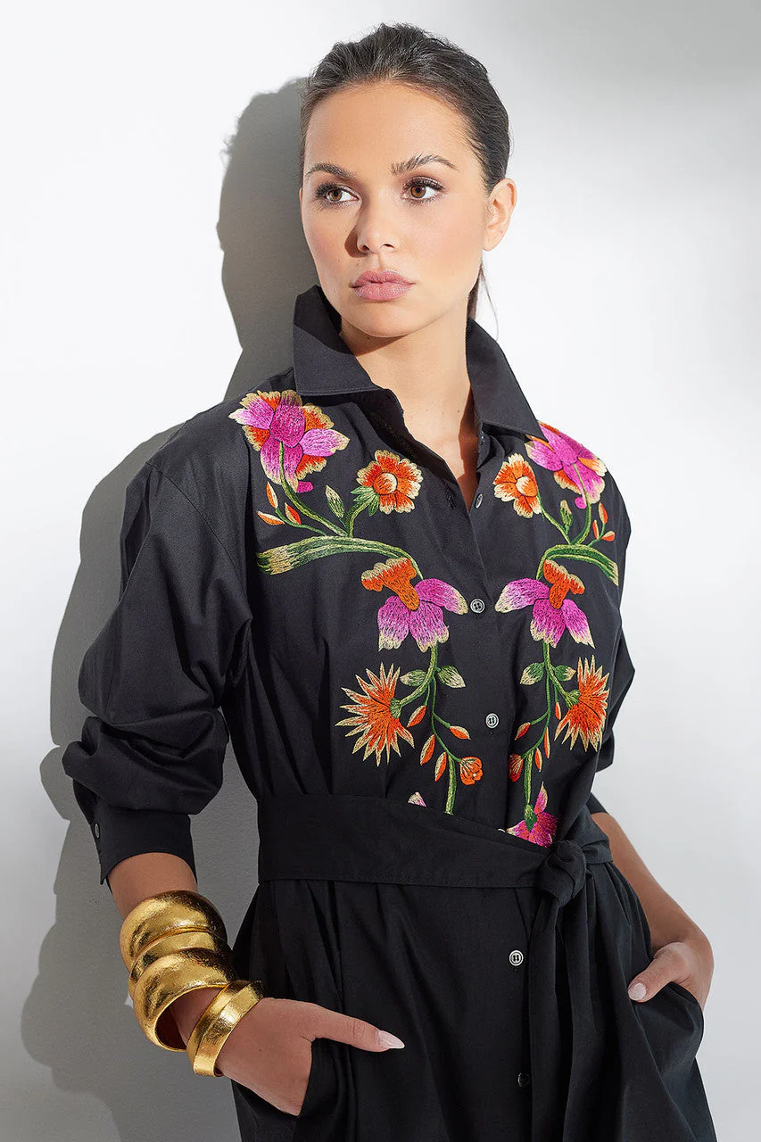 Chikayo Cotton Poplin Oversized Embroidered Shirtdress - Image 3