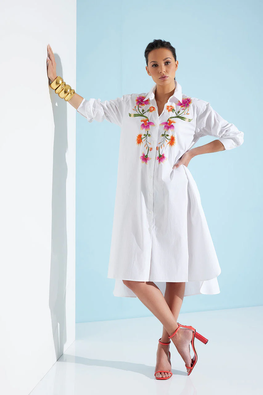 Chikayo Cotton Poplin Oversized Embroidered Shirtdress - Image 2