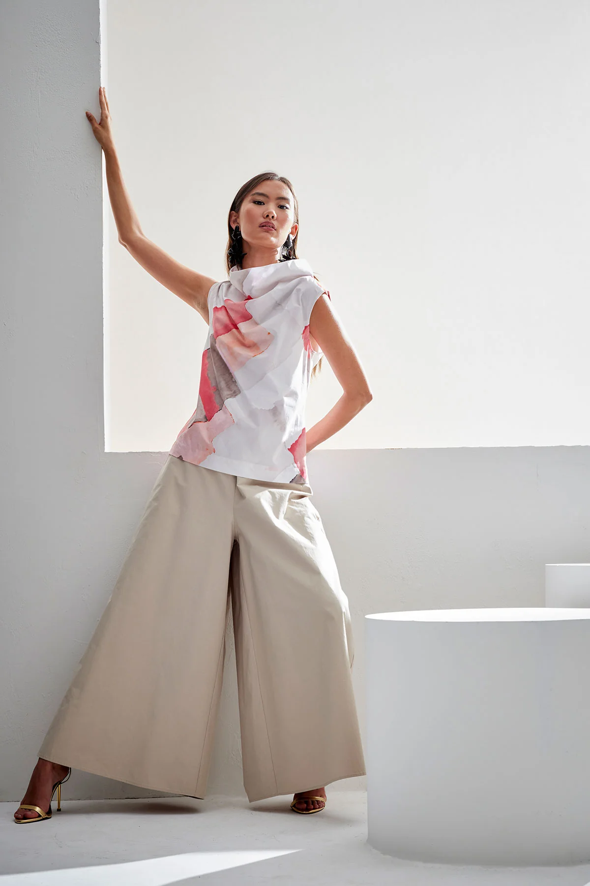 Chiyo Cotton Funnel Neck Top