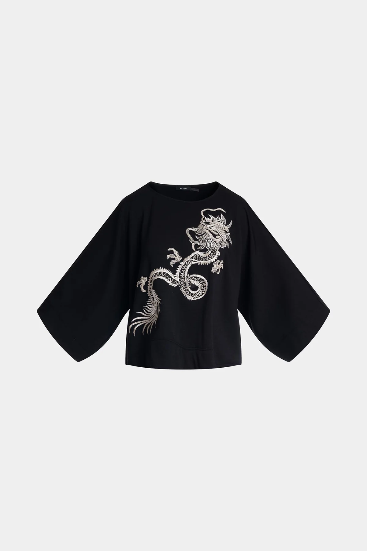 Cocoon Brushed French Terry Dragon Embroidered Kimono Top - Image 3
