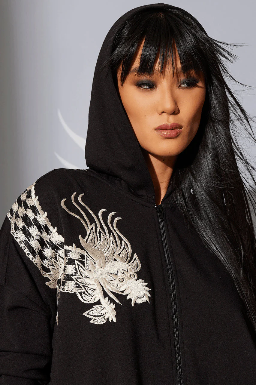 Cocoon Dragon Embroidered Hoodie - Image 3