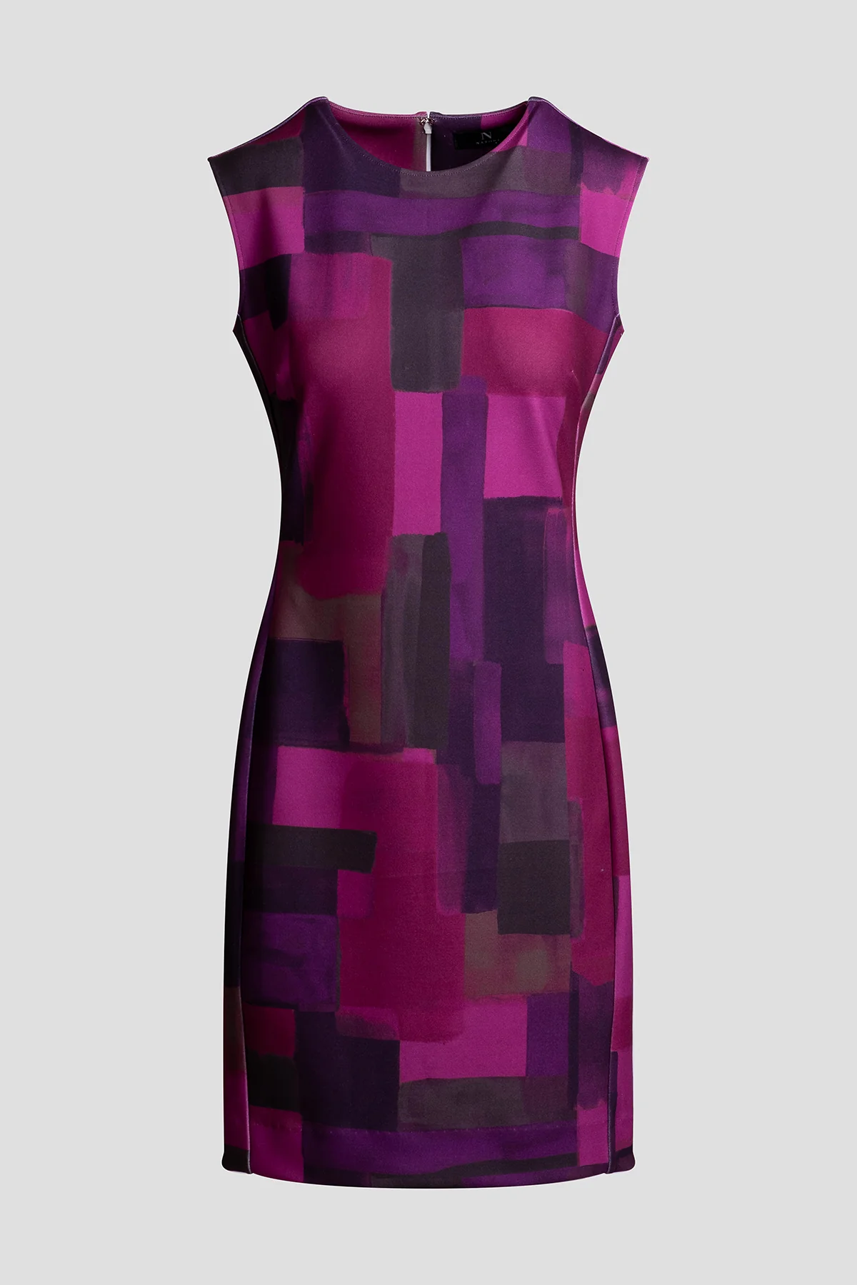 Color Block Knit Crepe Sheath Dress - Image 4