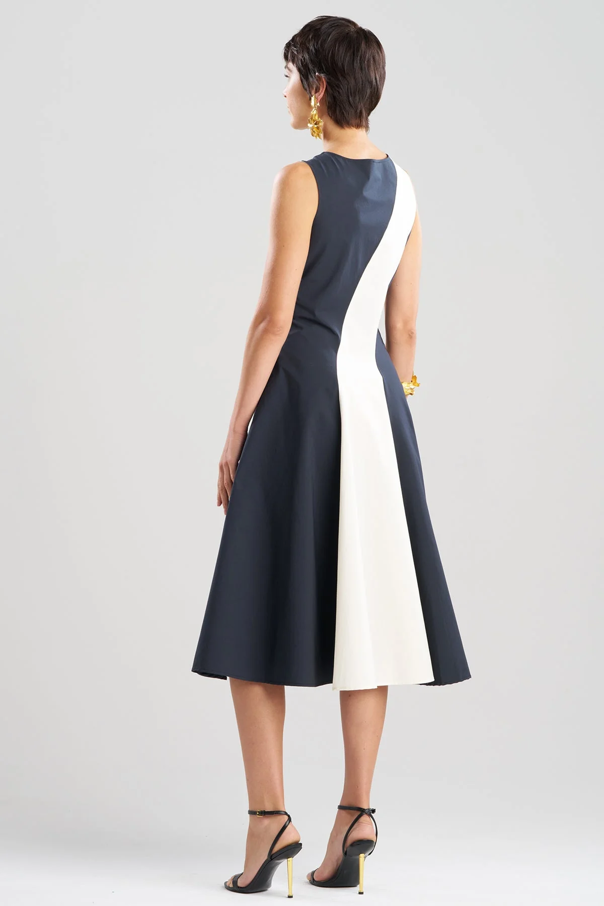 Color Block Tech Cotton Taffeta Asymmetric Dress - Image 3
