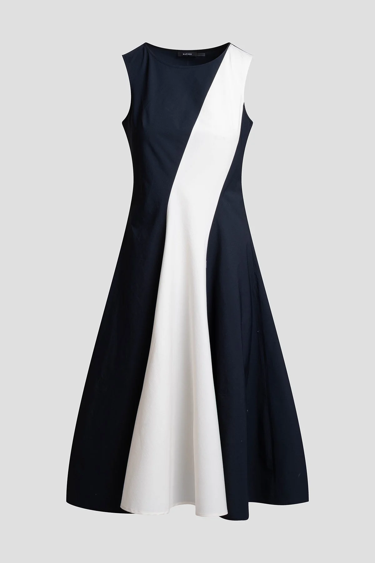 Color Block Tech Cotton Taffeta Asymmetric Dress - Image 4