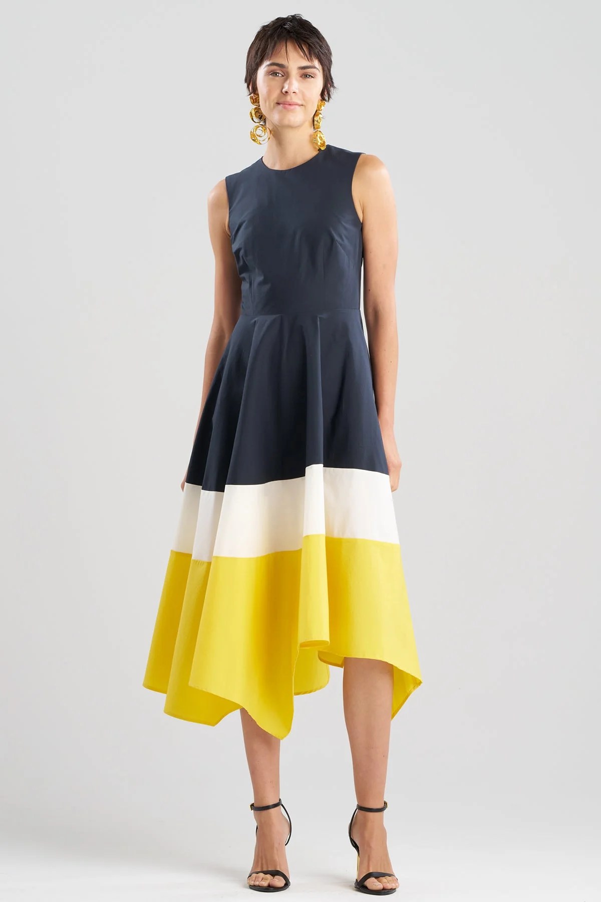 Color Block Tech Cotton Taffeta Origami Maxi Dress - Image 2