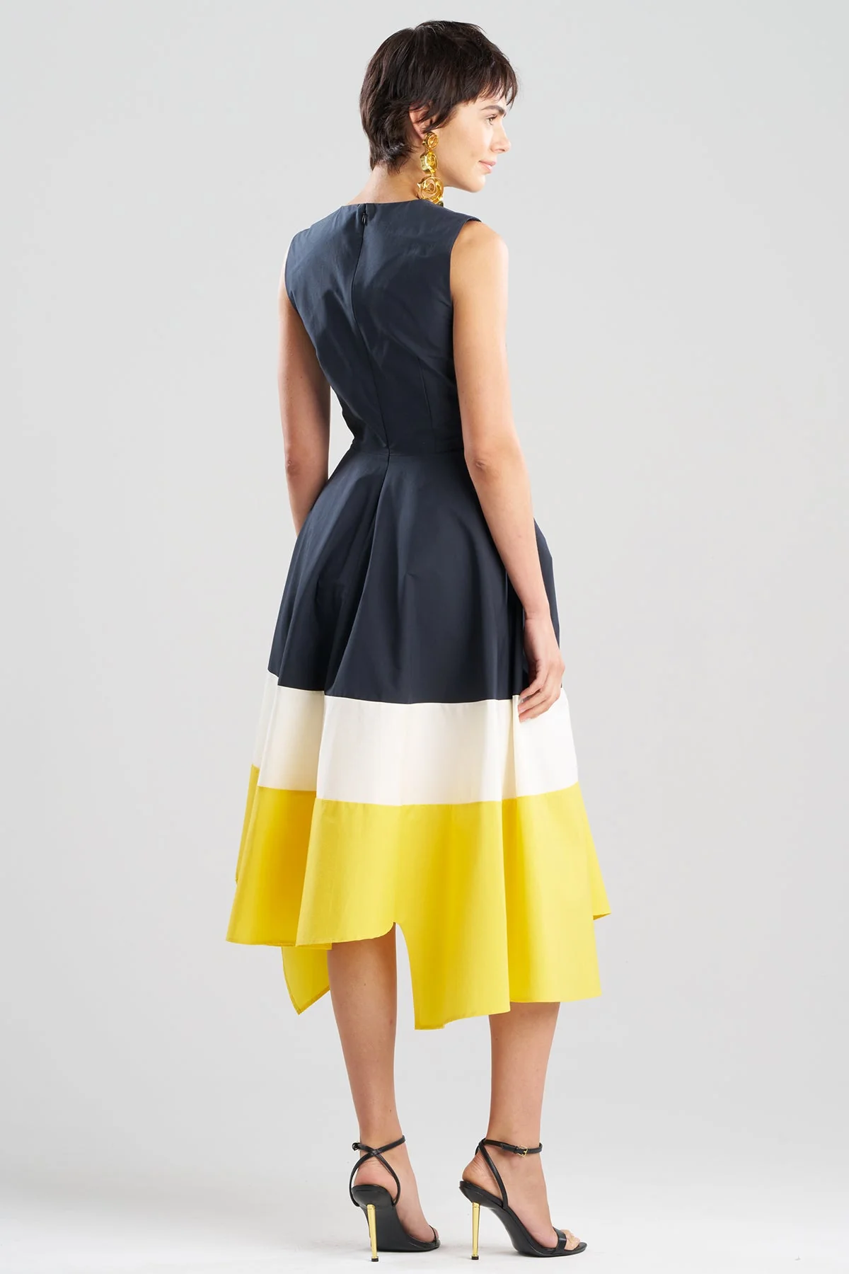 Color Block Tech Cotton Taffeta Origami Maxi Dress - Image 3