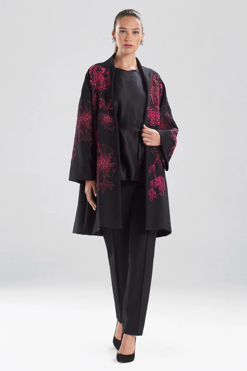 Compact Knit Crepe Beaded Caban Jacket - Image 2