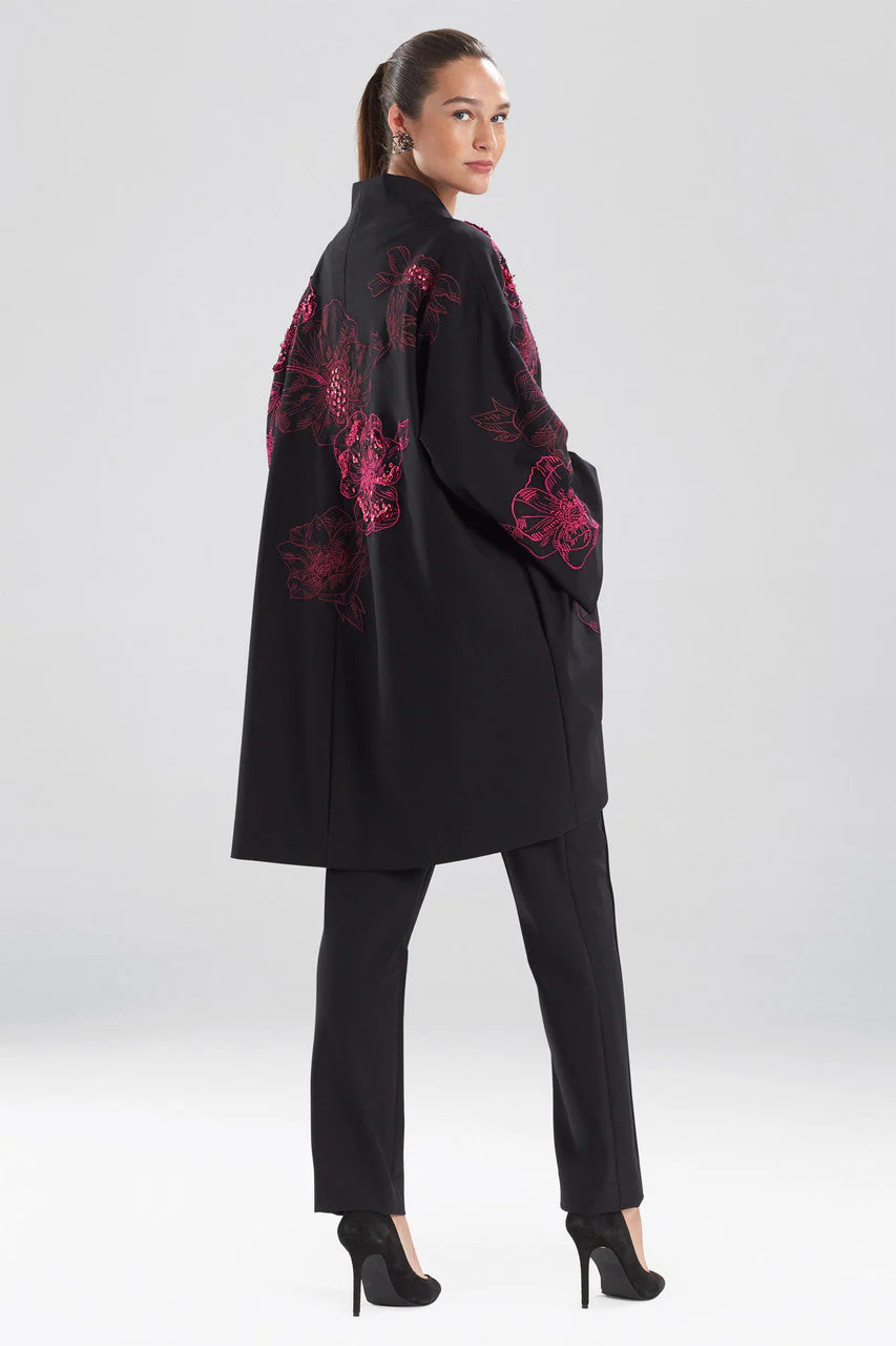 Compact Knit Crepe Beaded Caban Jacket - Image 3