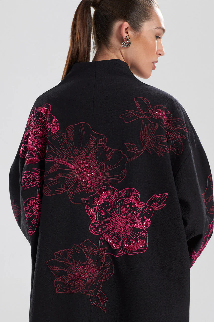 Compact Knit Crepe Beaded Caban Jacket - Image 4