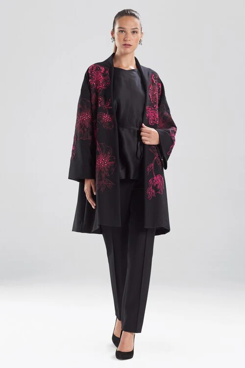 Compact Knit Crepe Beaded Caban Jacket - Image 7