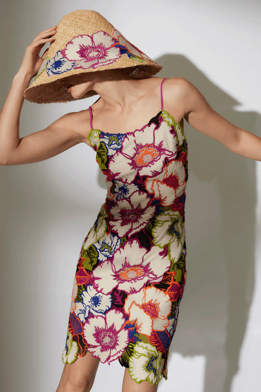Cote D'Azur Embroidered Raffia Hat - Image 2