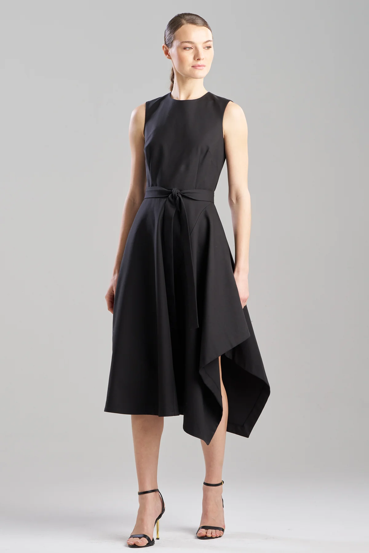 Cotton Blend Woven Sleeveless Assymetric Dress