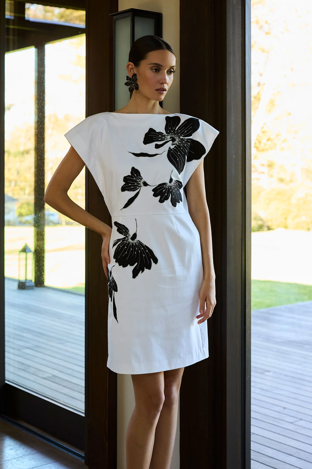 Cotton Chino Embroidered Mini Dress