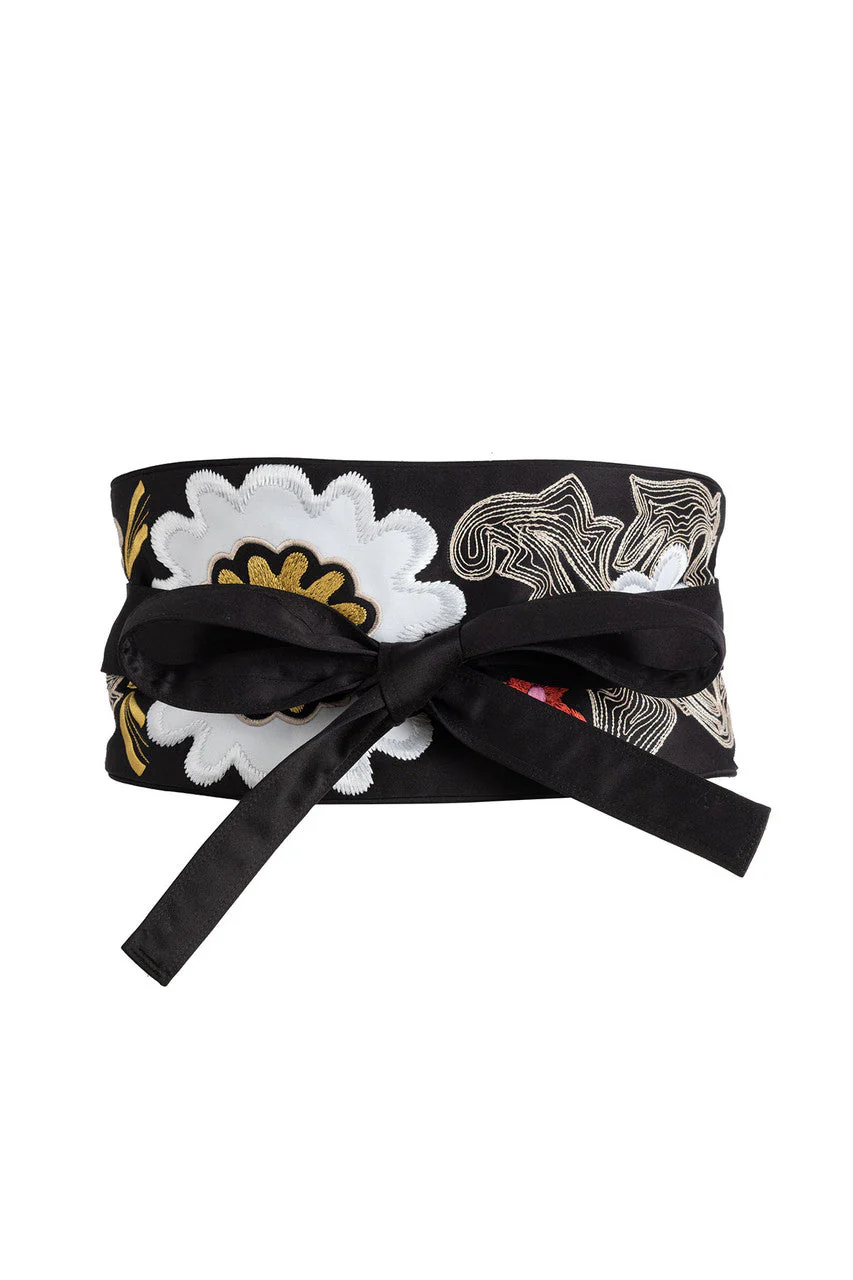 Cotton Chino Embroidered Obi Belt - Image 2