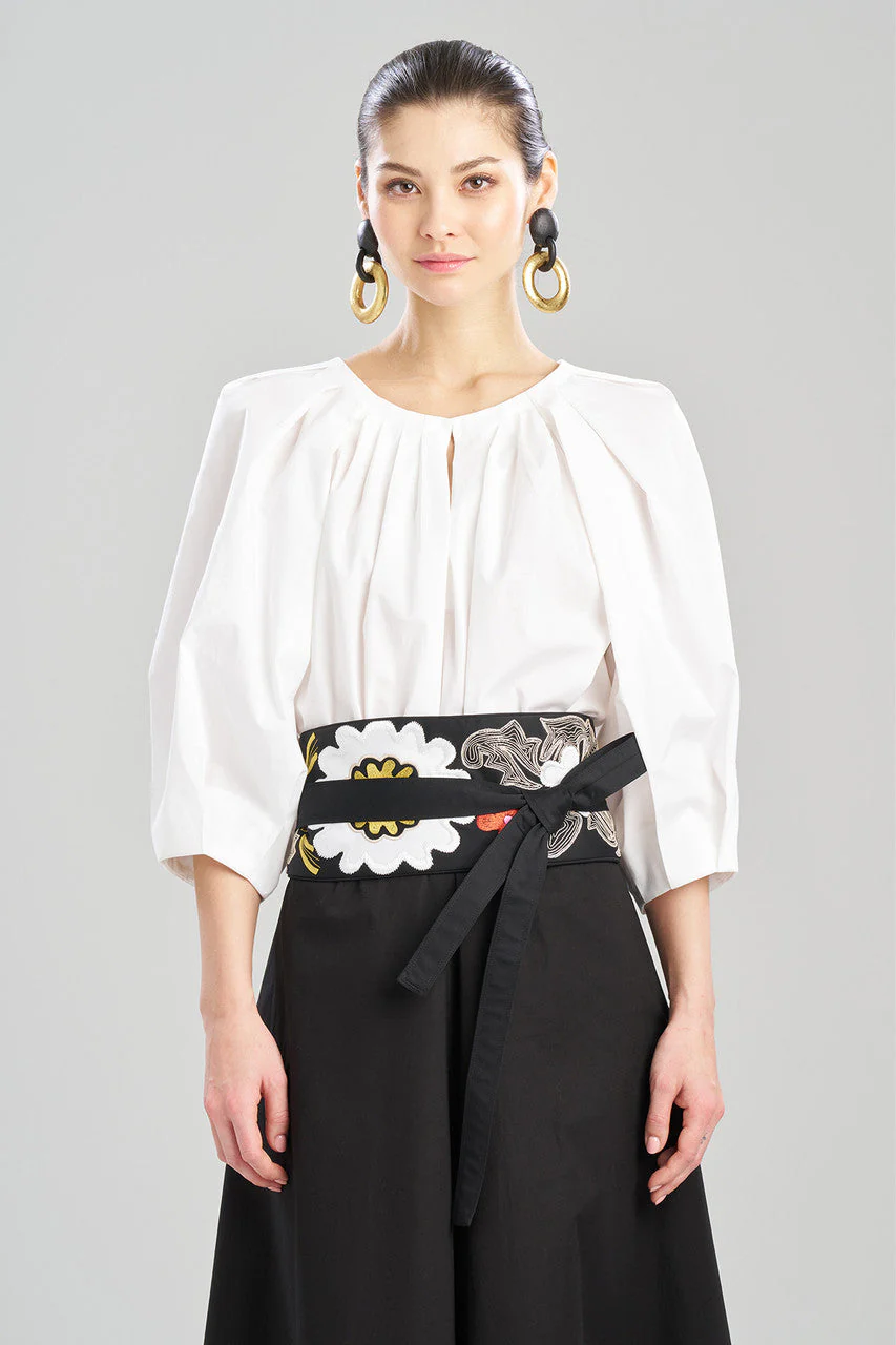 Cotton Chino Embroidered Obi Belt - Image 3