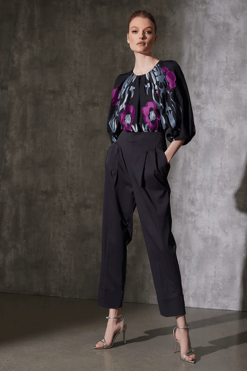 Cotton Chino High Waisted Pleated Pants - Image 3