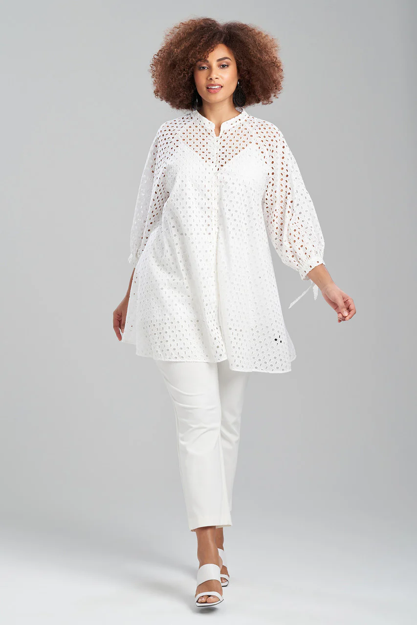 Cotton Eyelet Balloon Sleeve Oversized Top - Image 3