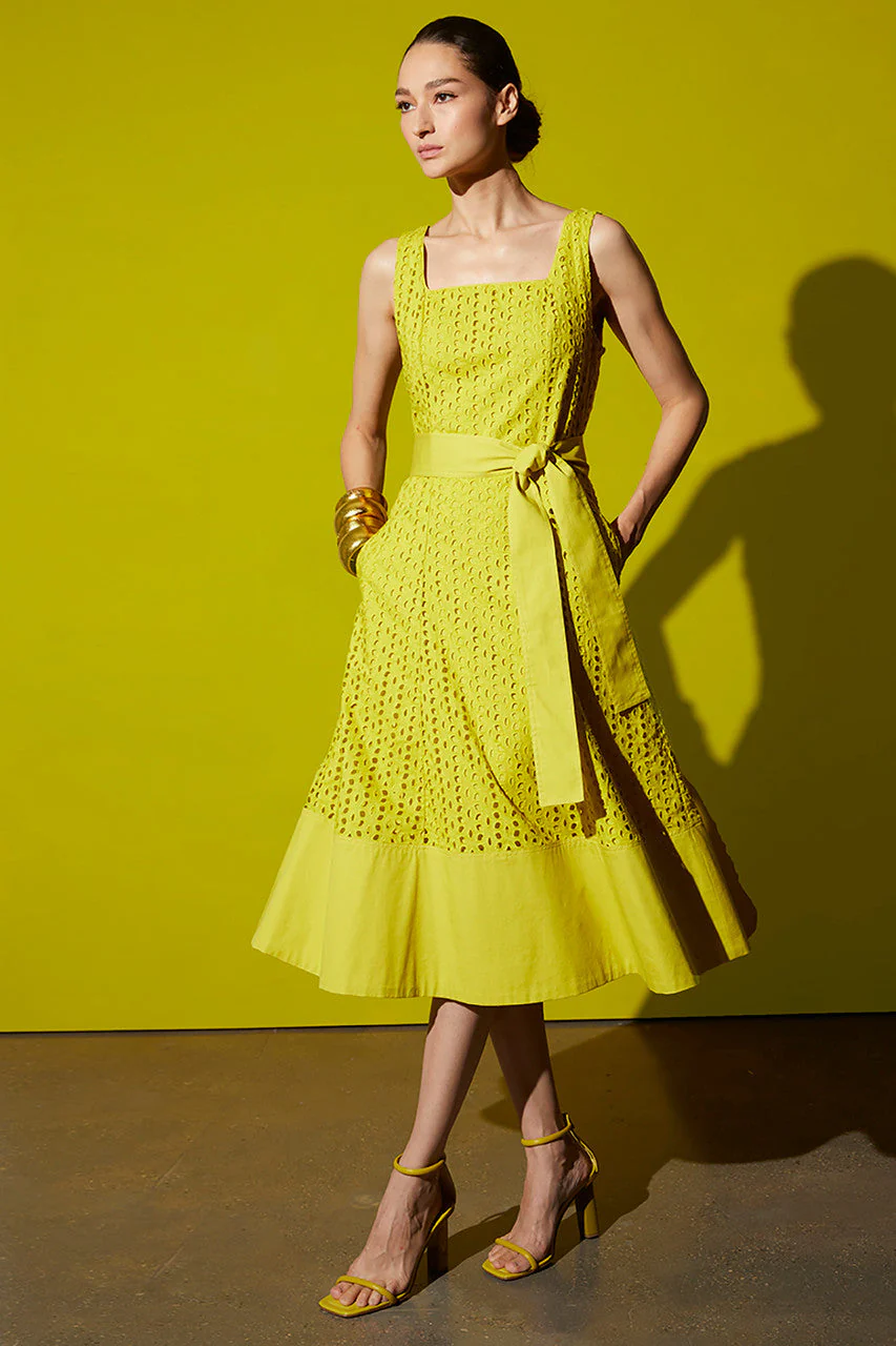 Cotton Eyelet Midi Tank Dress - Image 3