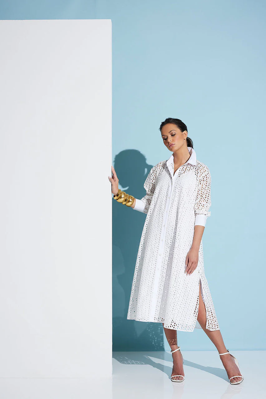 Cotton Eyelet Oversized Shirtdress - Image 5