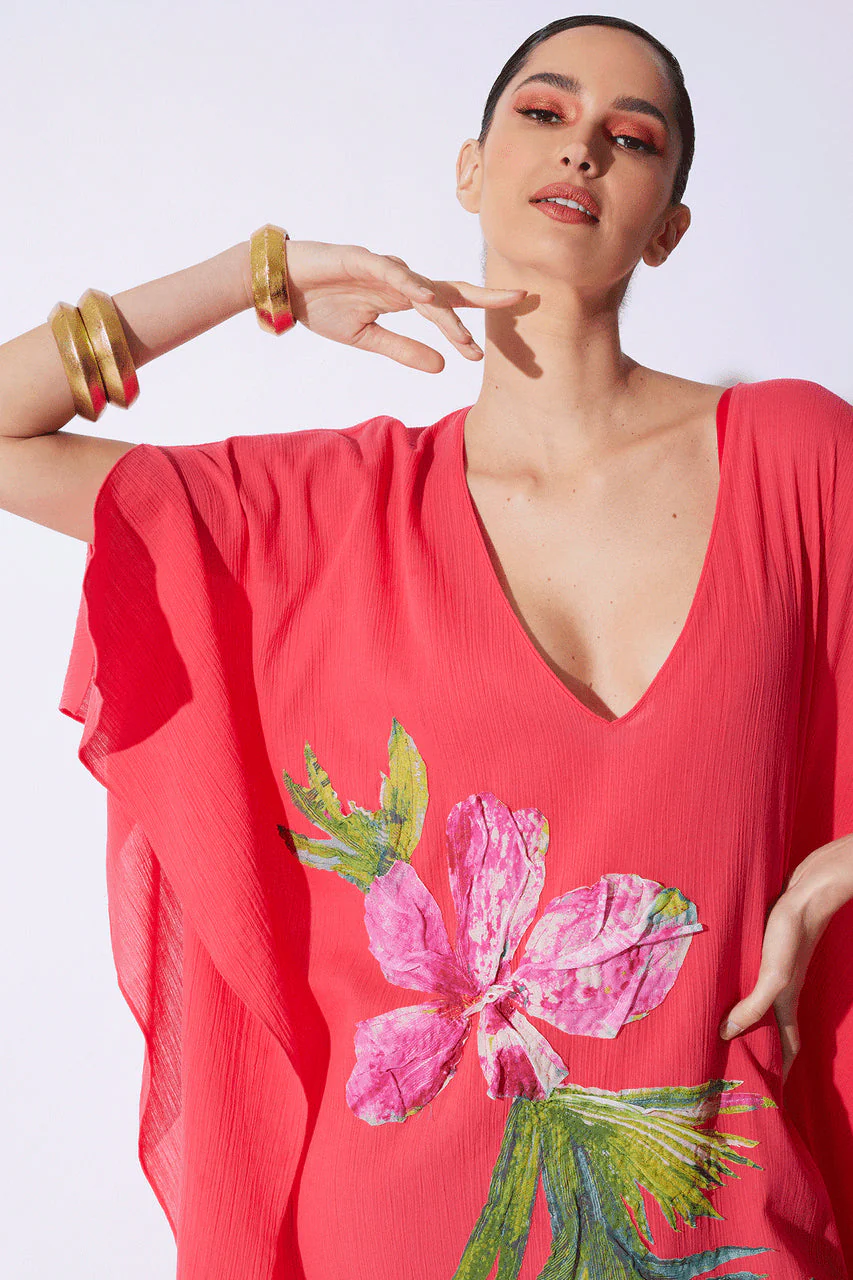 Cotton Gauze Applique Caftan - Image 4