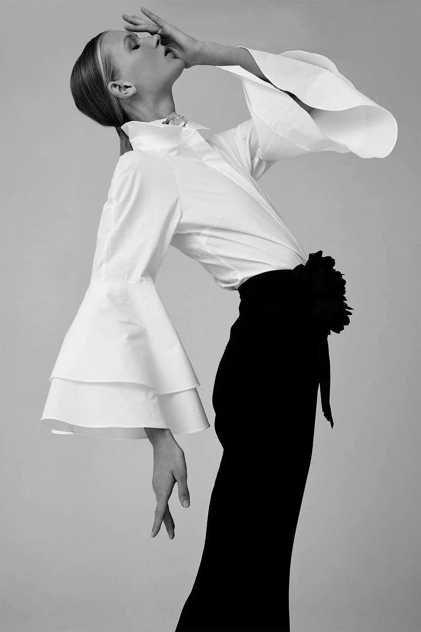 Cotton Poplin 3/4 Sleeve Collared Top - Image 4