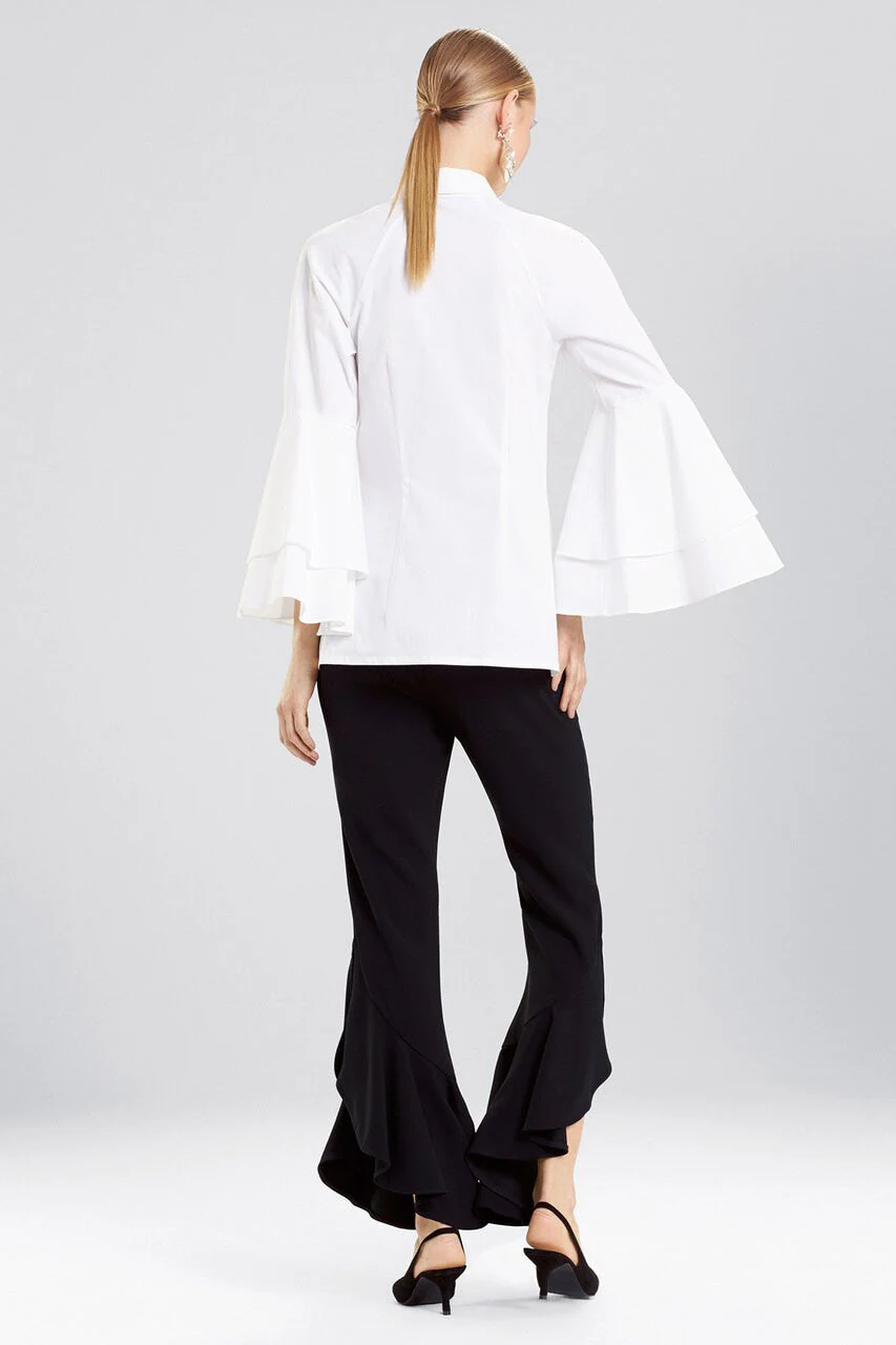 Cotton Poplin 3/4 Sleeve Collared Top - Image 5