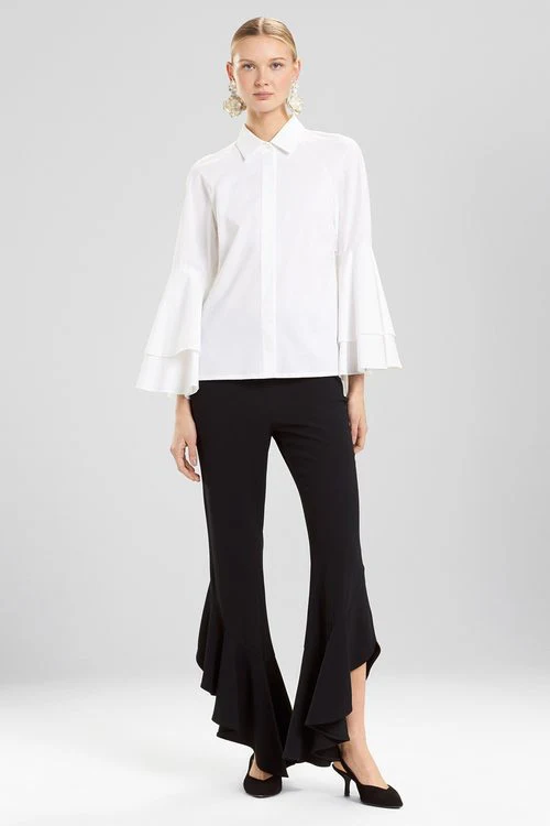 Cotton Poplin 3/4 Sleeve Collared Top - Image 9