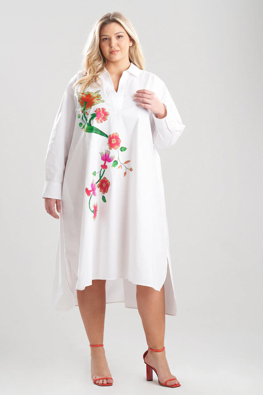 Cotton Poplin Chikayo Embroidery Oversized Shirtdress - Image 3