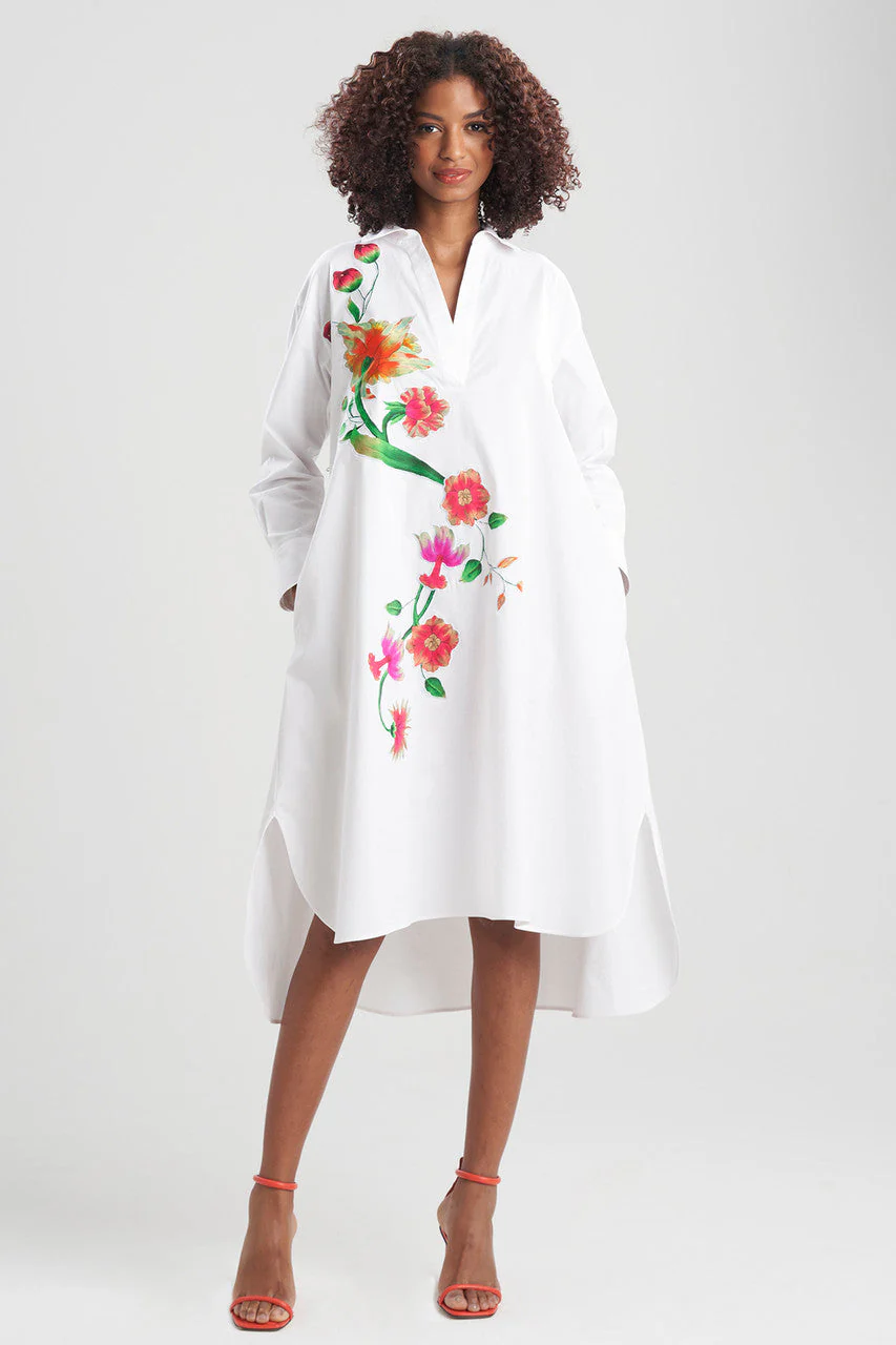 Cotton Poplin Chikayo Embroidery Oversized Shirtdress - Image 4