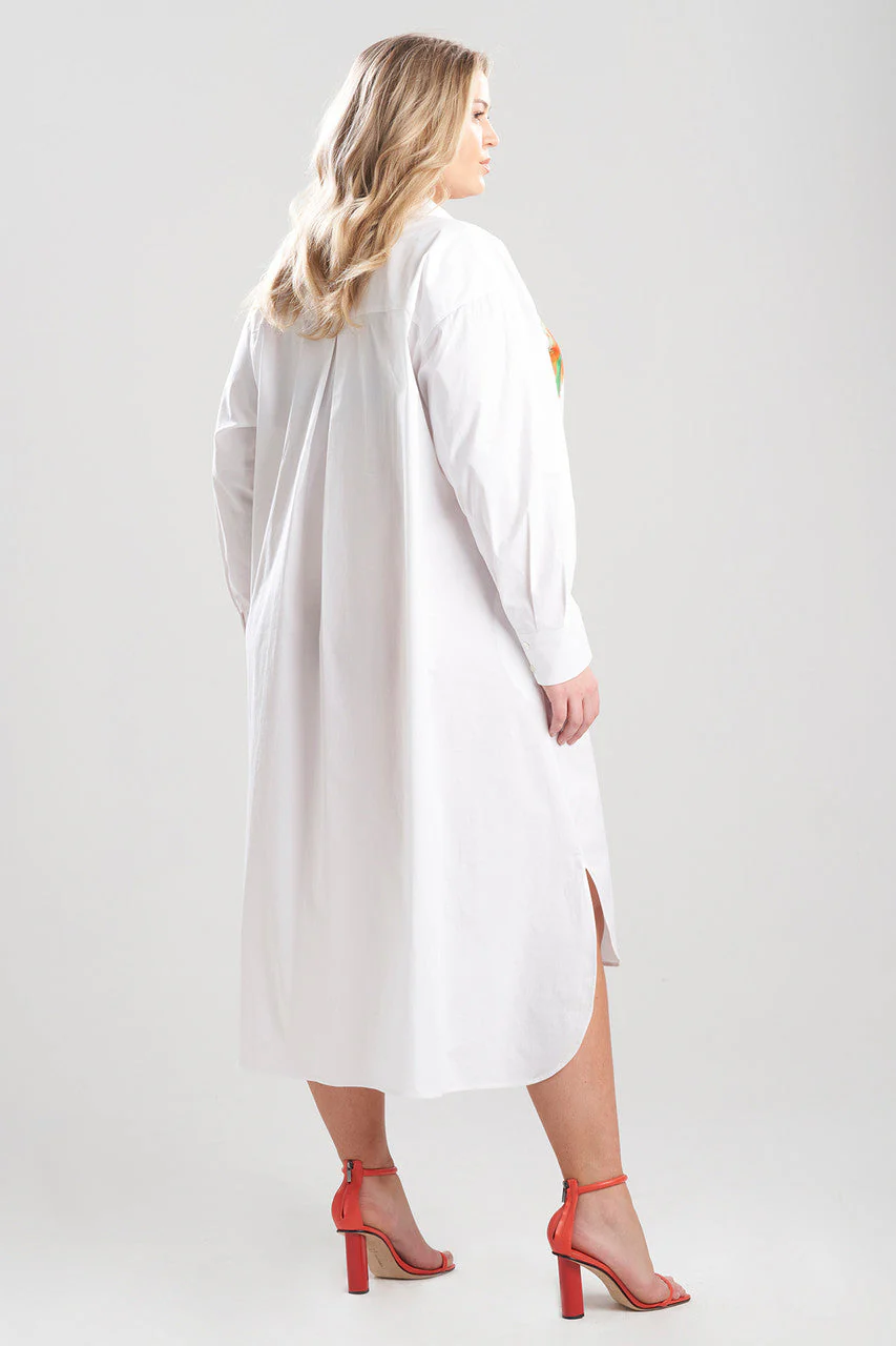 Cotton Poplin Chikayo Embroidery Oversized Shirtdress - Image 5