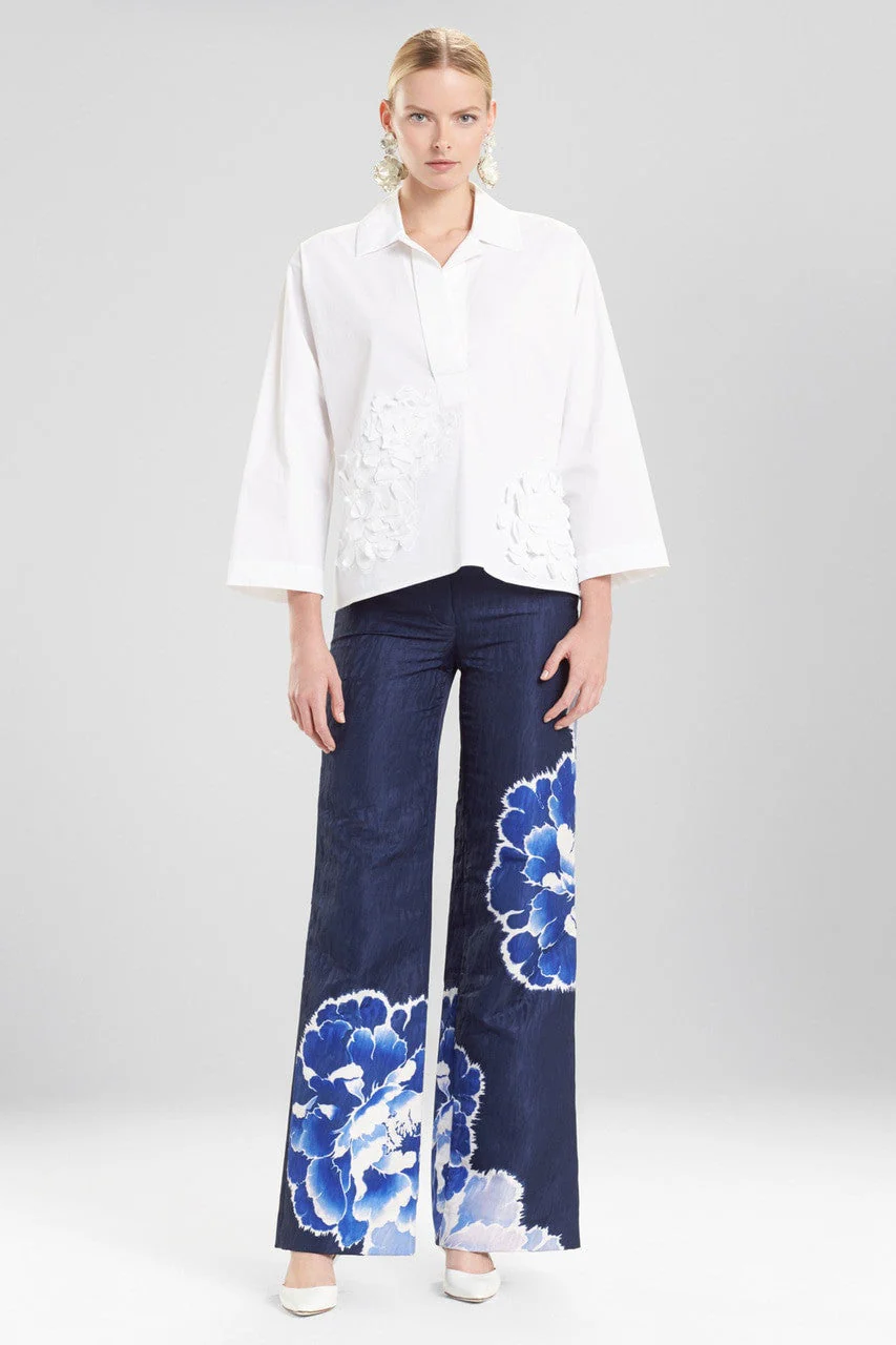 Cotton Poplin Collared Top With Embroidery - Image 2