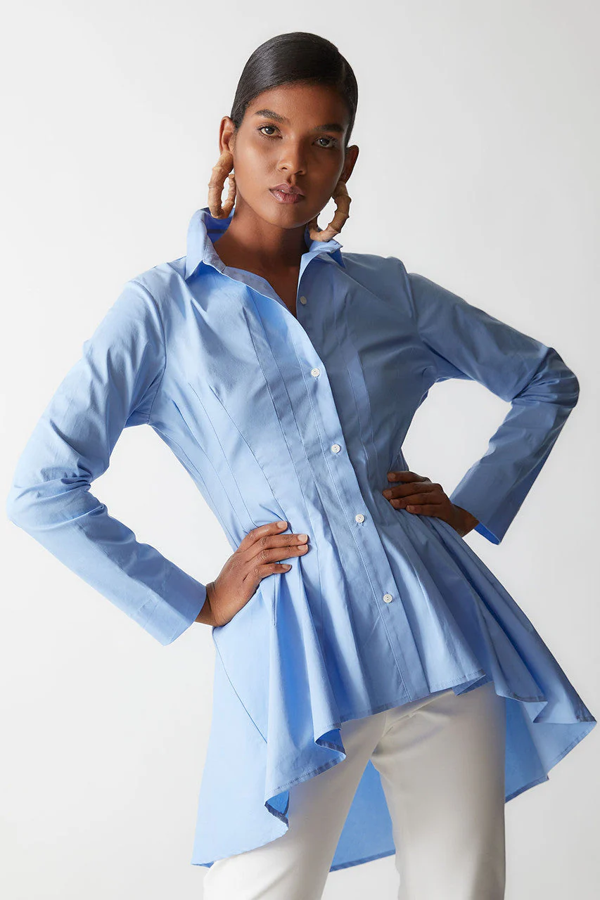 Cotton Poplin Darted Tunic Shirt - Image 4