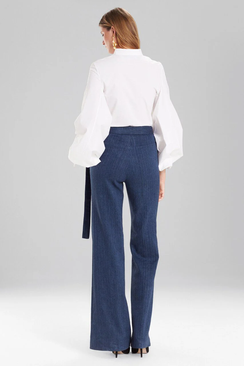 Cotton Poplin Drawstring Balloon Sleeve Top - Image 3