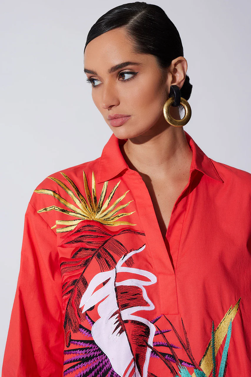 Cotton Poplin El Nido Embroidered Shirtdress - Image 4