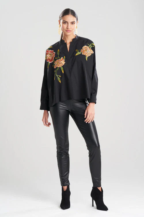 Cotton Poplin Embroidered Caftan Shirt