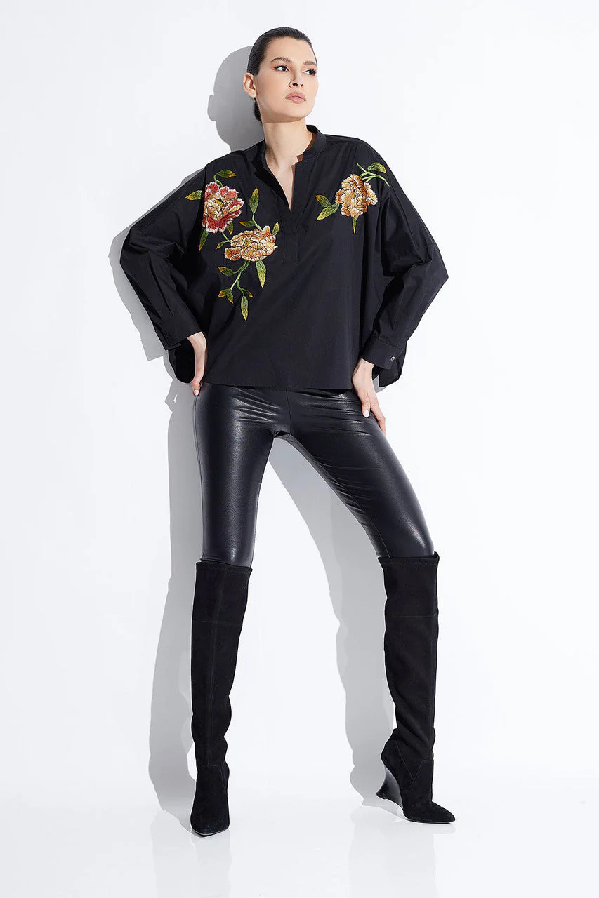 Cotton Poplin Embroidered Caftan Shirt - Image 2